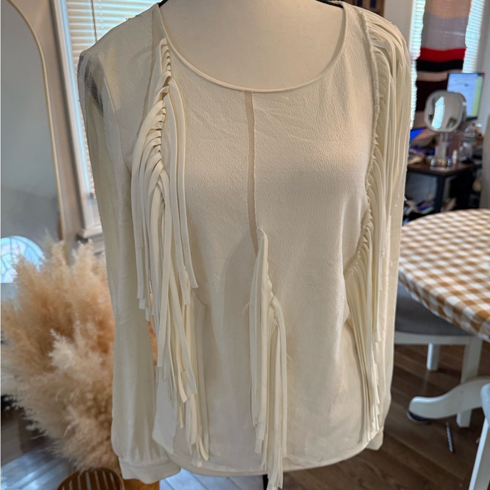 Sachin + Babi High End Brand Ivory Fringe Blouse